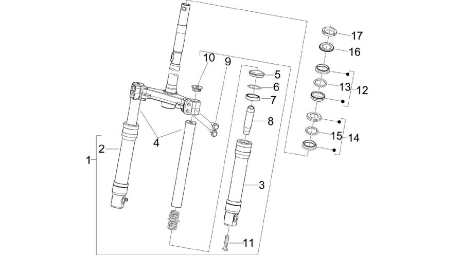 Fork/steering tube - Steering bearing unit