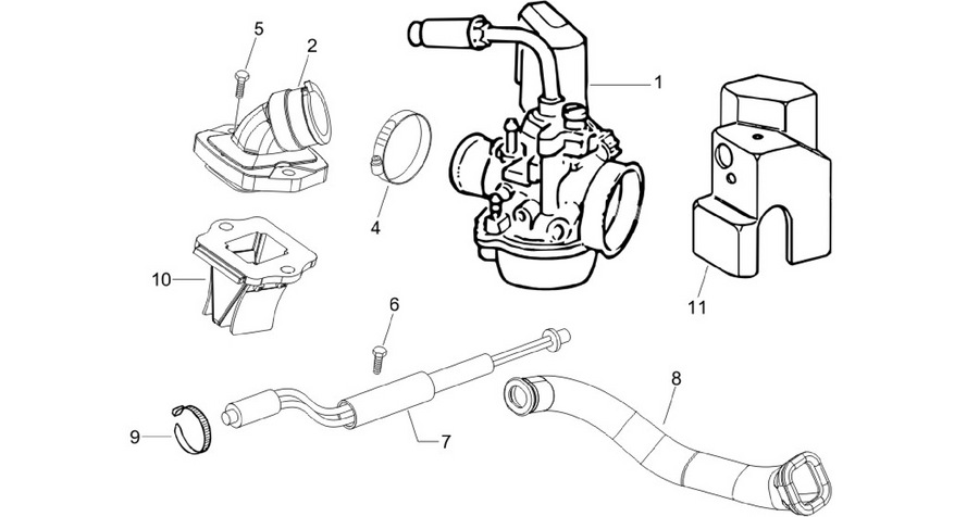 Carburettor, assembly - Union pipe