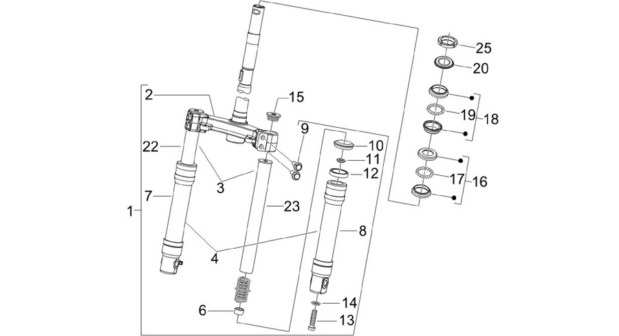 Fork/steering tube - Steering bearing unit