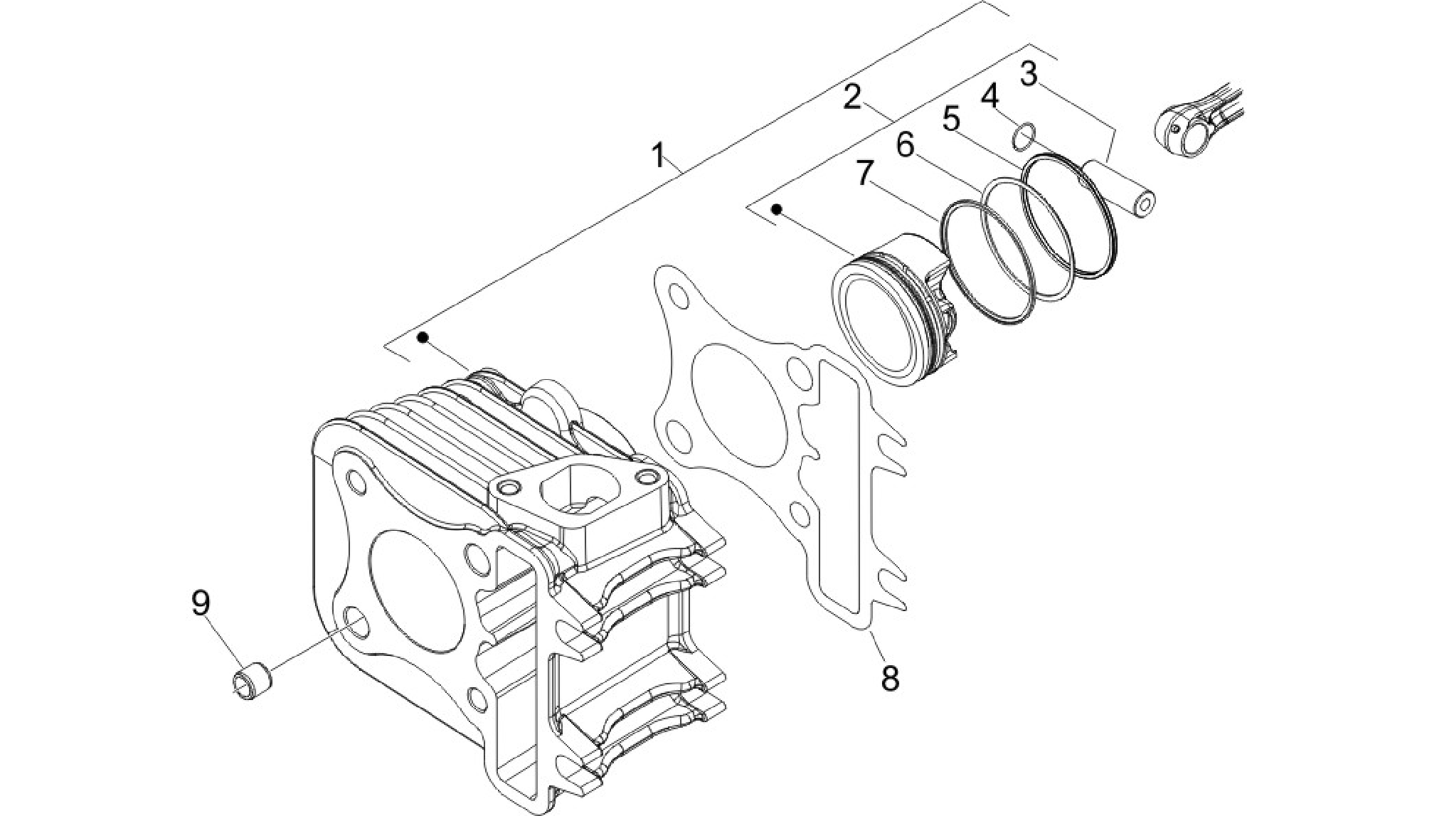 Cylinder-piston-wrist pin unit