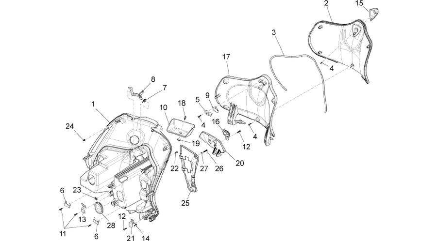 Front glove-box - Knee-guard panel