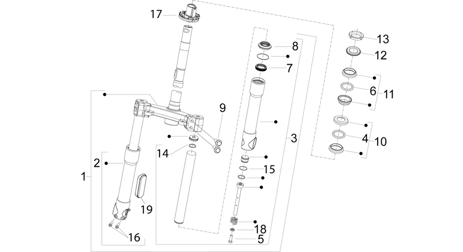 Fork/steering tube - Steering bearing unit