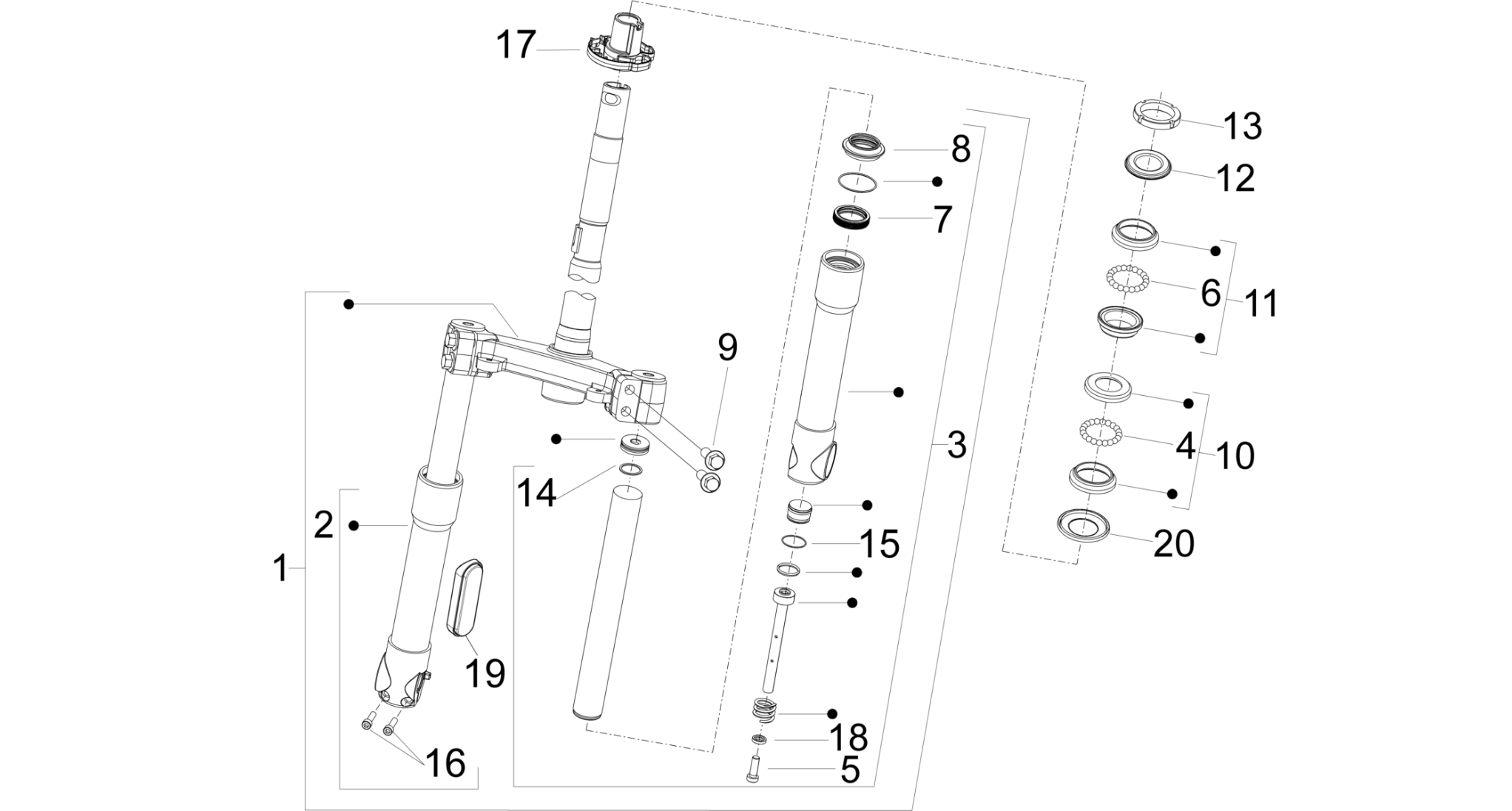 Fork/steering tube - Steering bearing unit