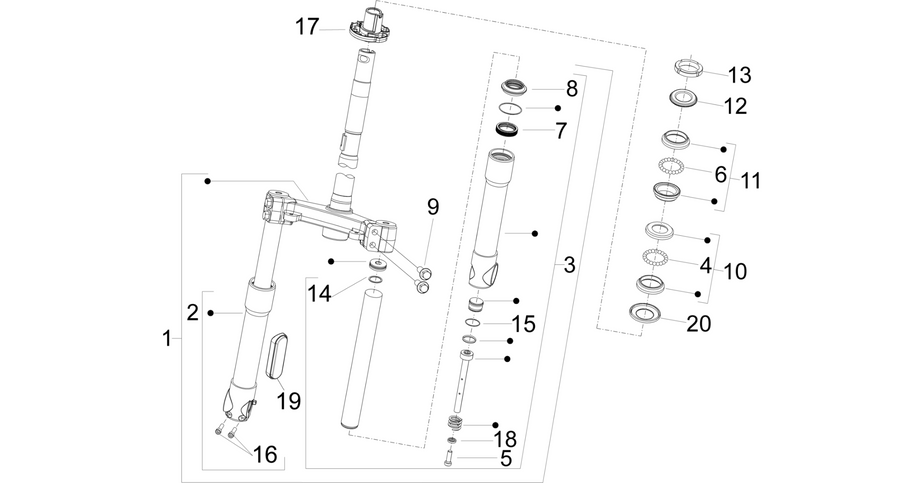 Fork/steering tube - Steering bearing unit