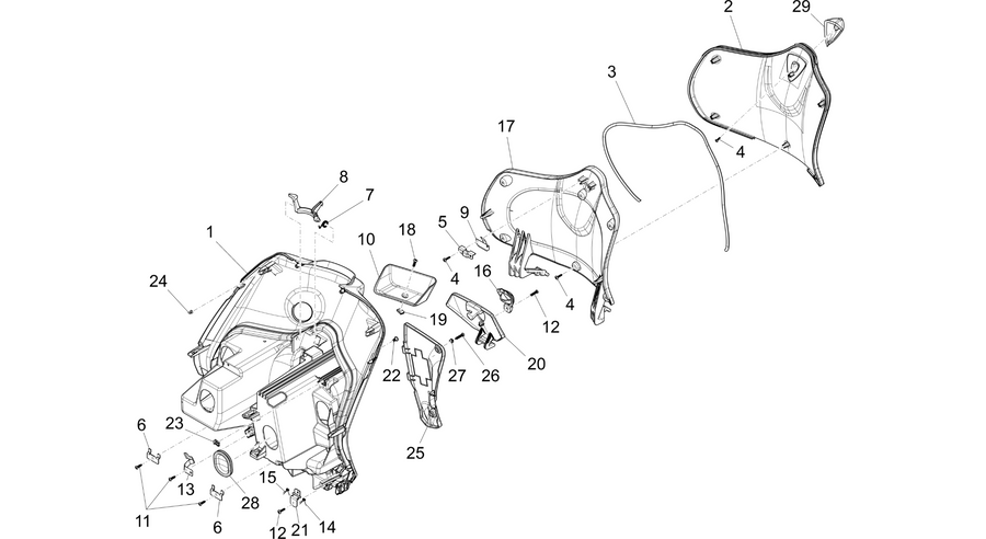 Front glove-box - Knee-guard panel