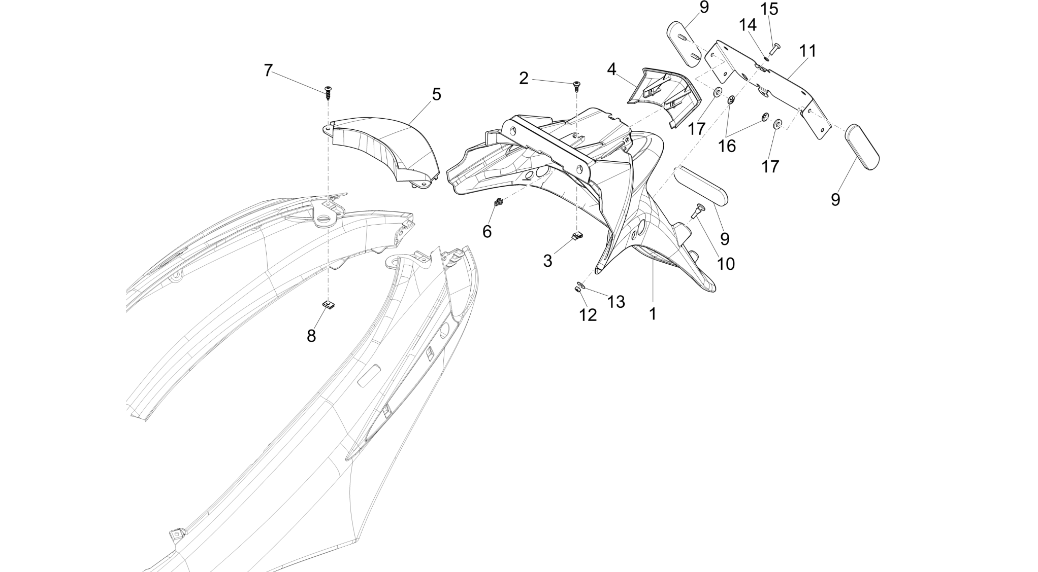 Rear cover - Splash guard