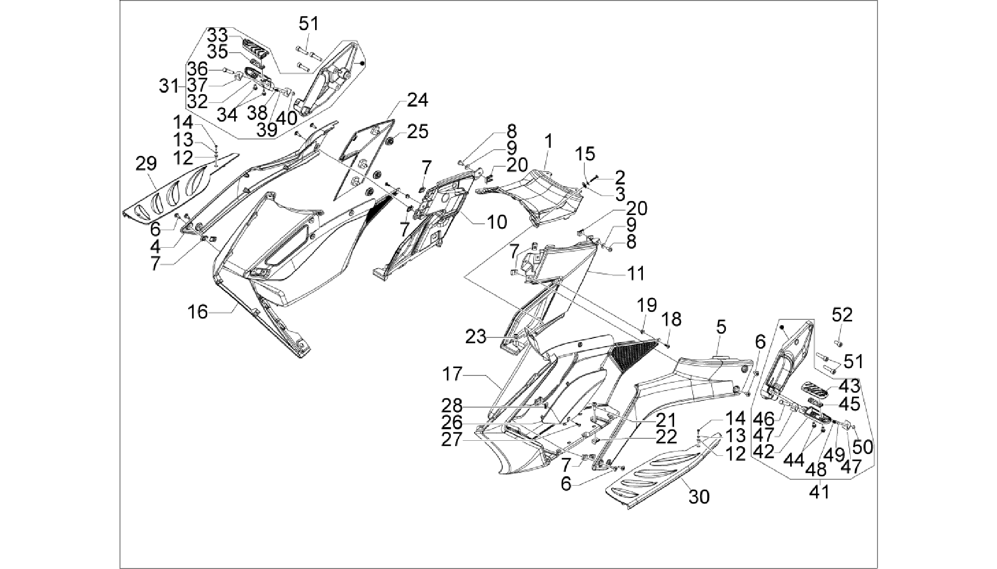 Central cover - Footrests