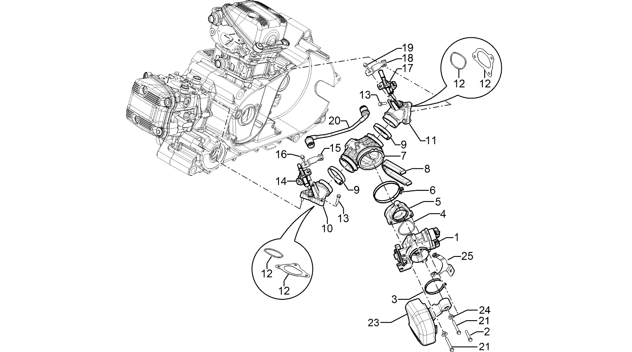 Throttle body - Injector - Induction joint