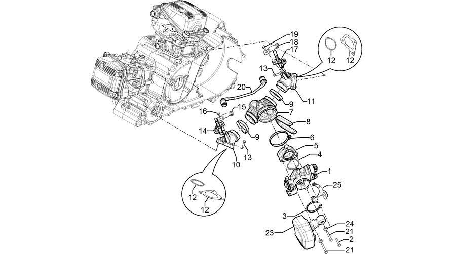 Throttle body - Injector - Induction joint