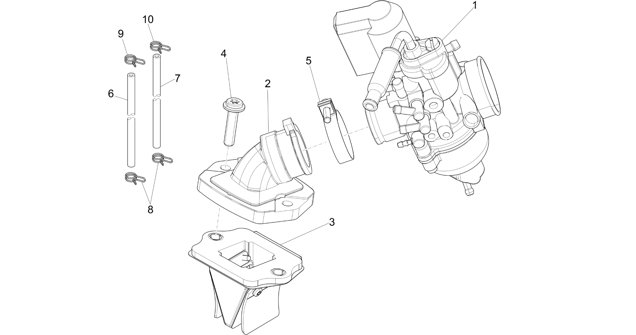 Carburettor, assembly - Union pipe