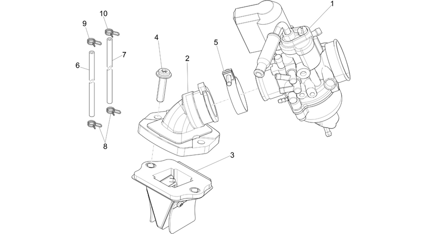 Carburettor, assembly - Union pipe