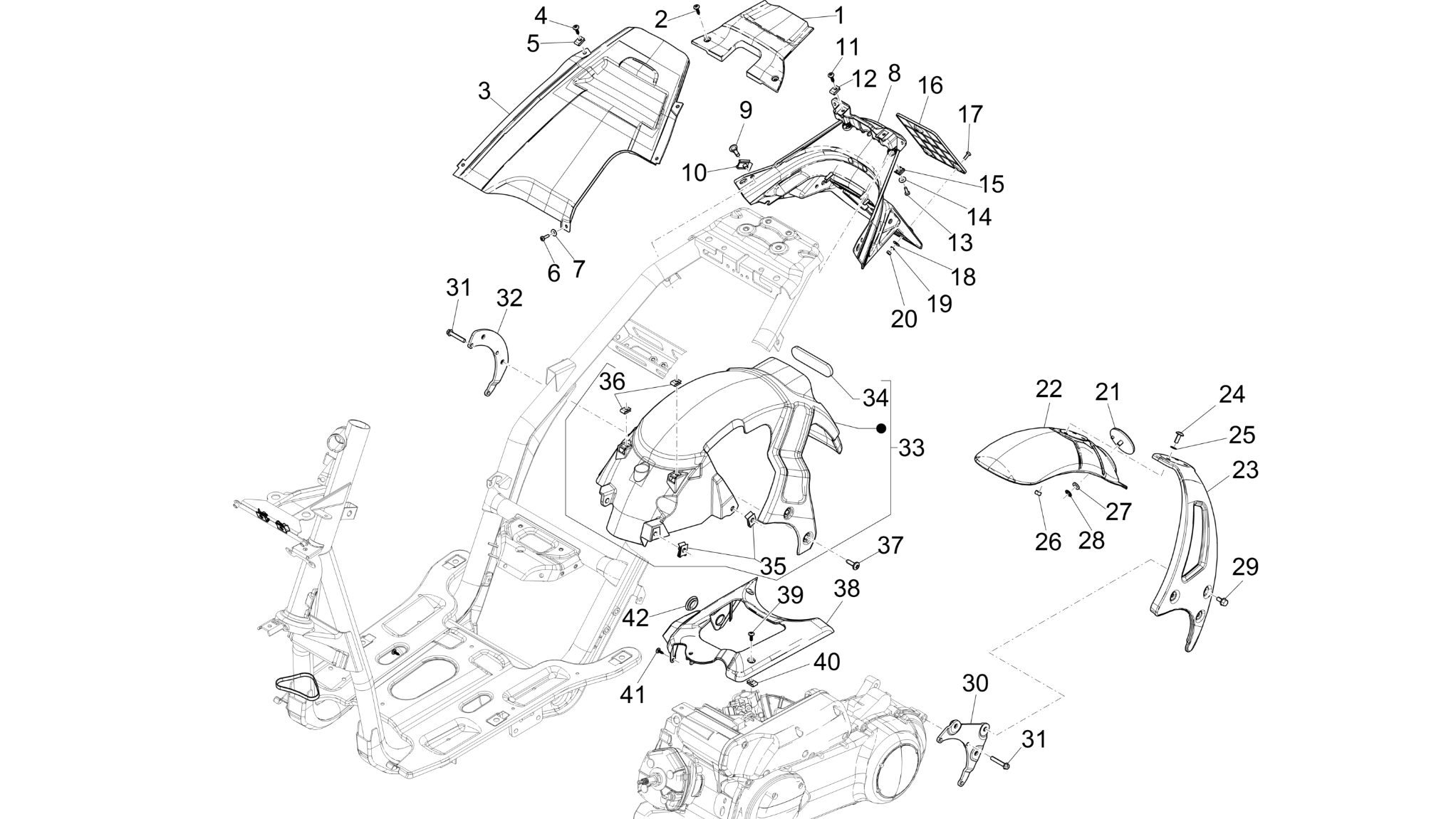 Rear cover - Splash guard