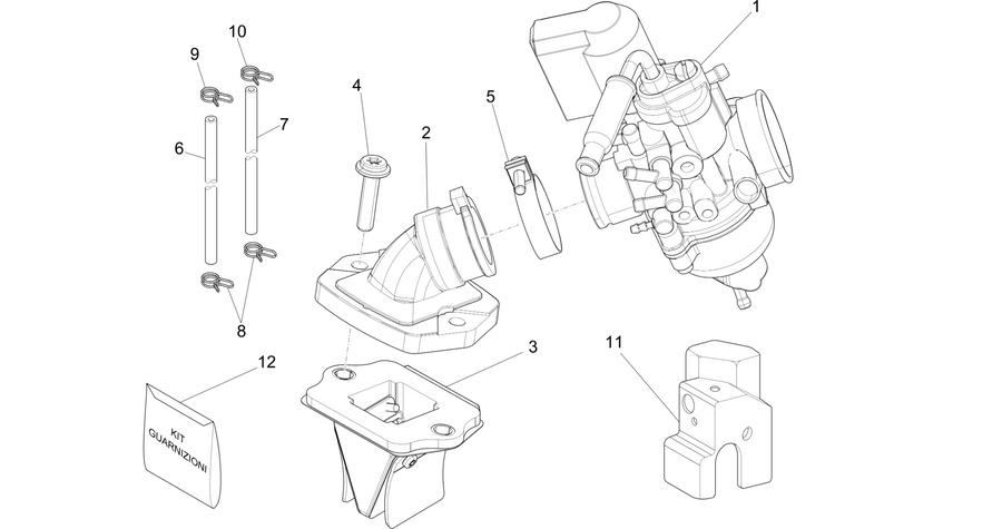 Carburettor, assembly - Union pipe
