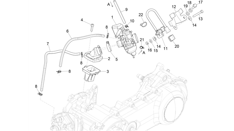 Carburettor, assembly - Union pipe