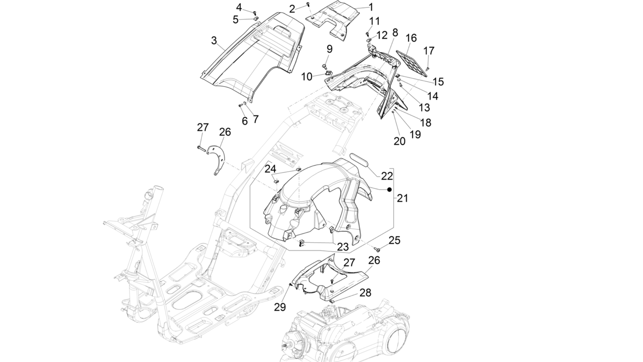 Rear cover - Splash guard