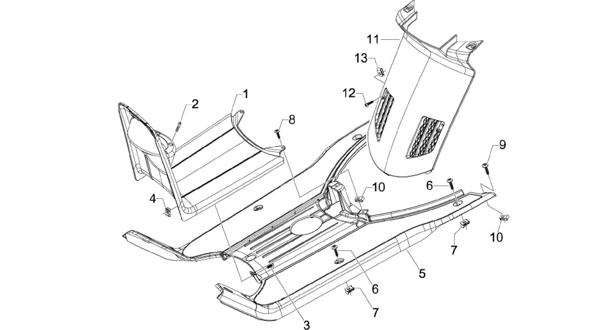 Central cover - Footrests
