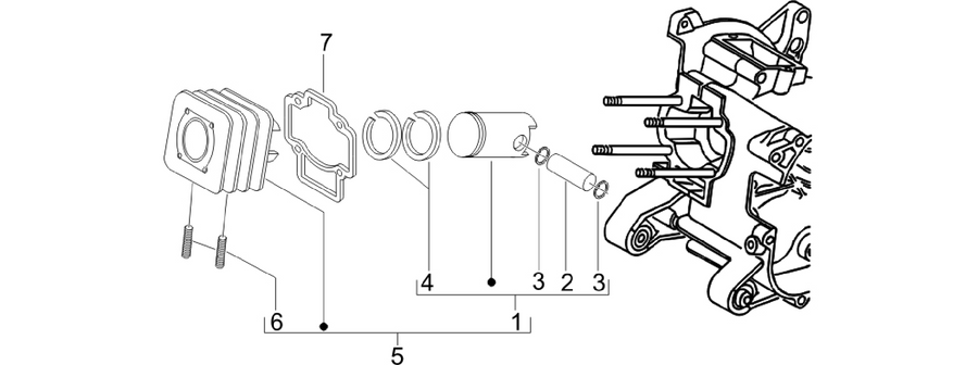 Cylinder-piston-wrist pin unit
