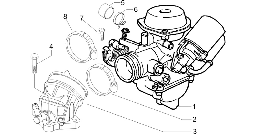 Carburettor, assembly - Union pipe