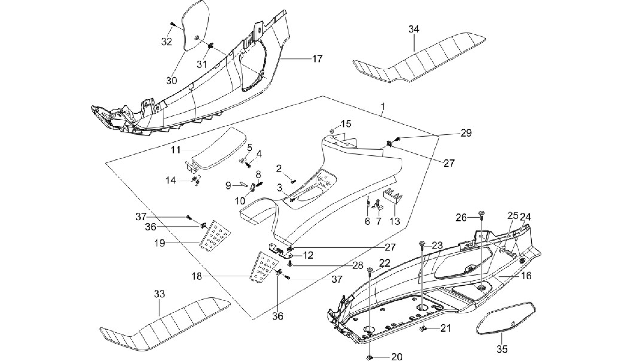 Central cover - Footrests