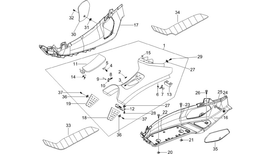 Central cover - Footrests