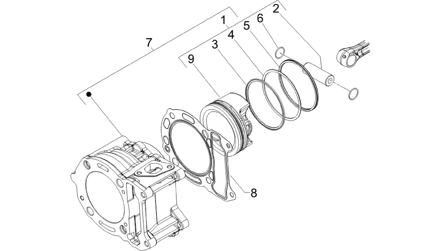 Cylinder-piston-wrist pin unit