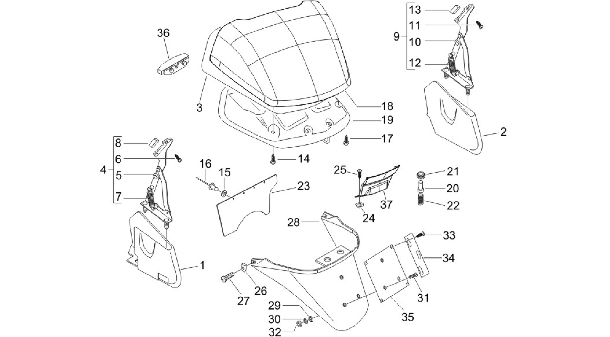 Rear cover - Splash guard