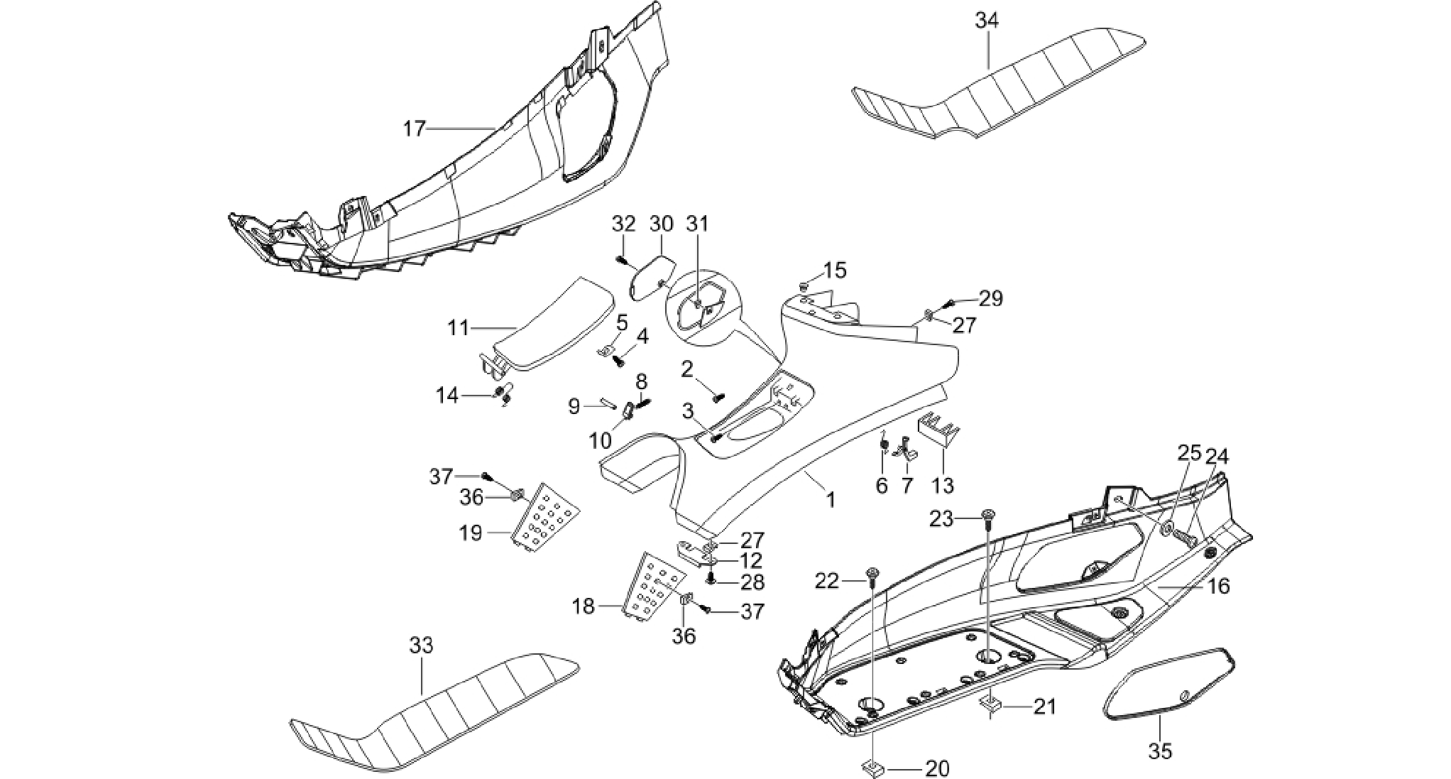 Central cover - Footrests