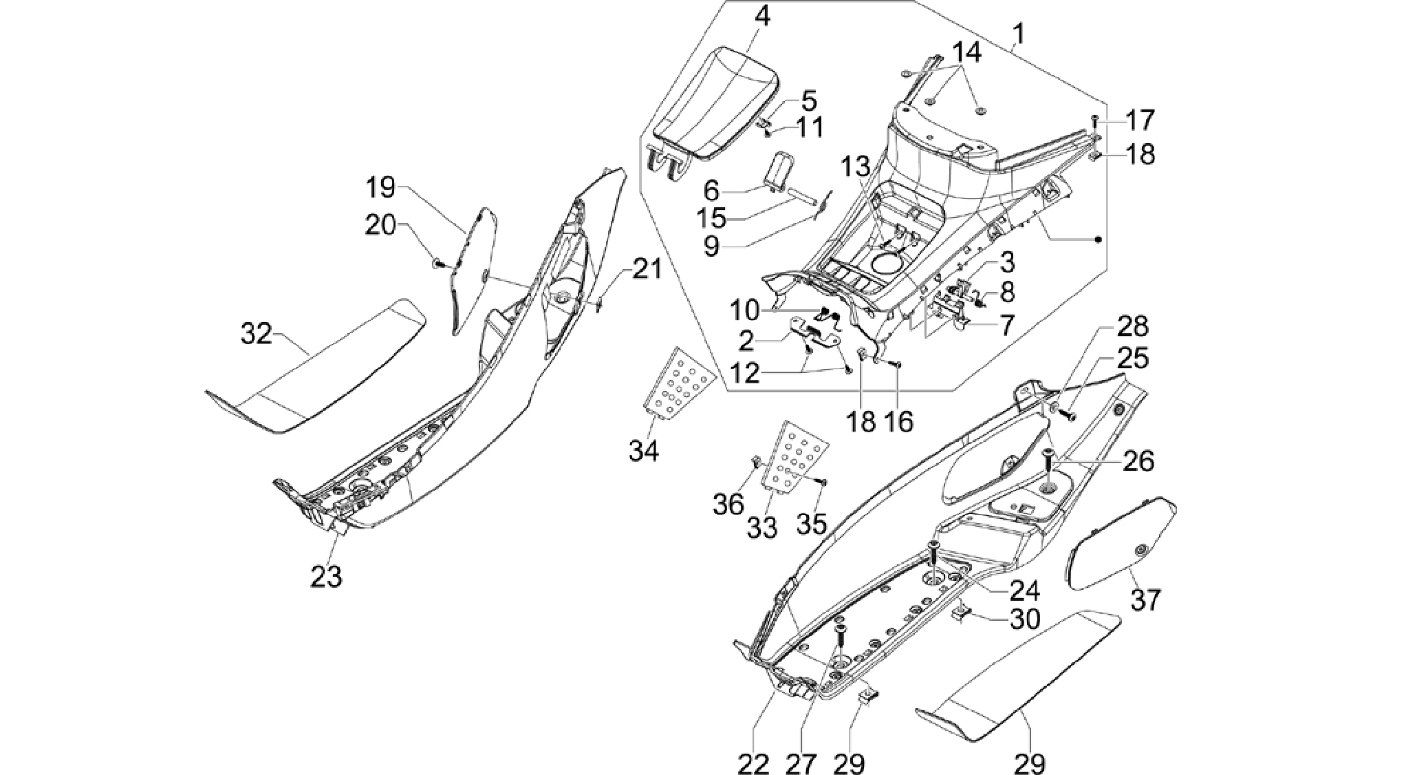 Central cover - Footrests