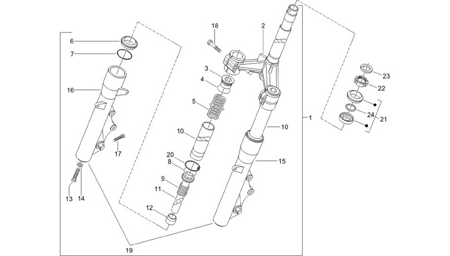 Fork/steering tube - Steering bearing unit
