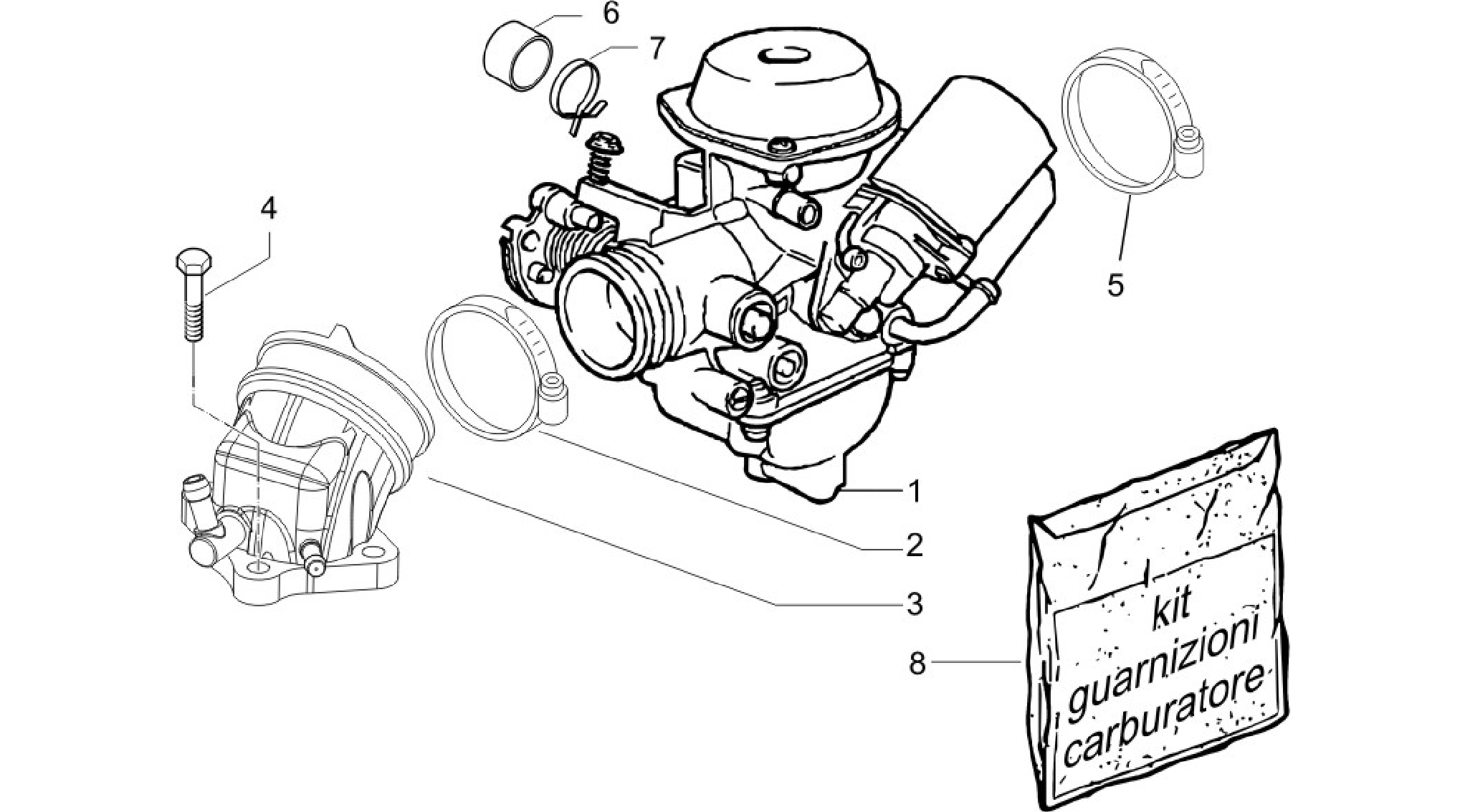 Carburettor, assembly - Union pipe