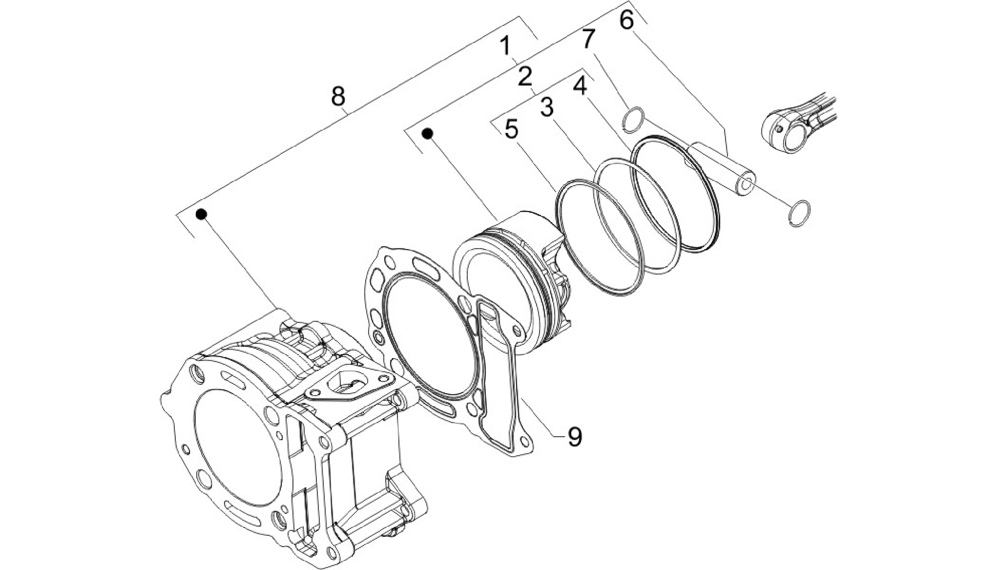 Cylinder-piston-wrist pin unit