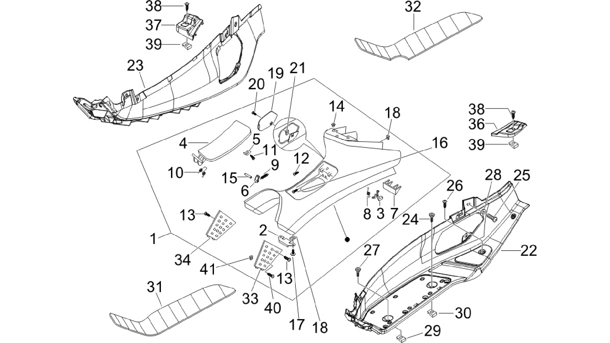 Central cover - Footrests