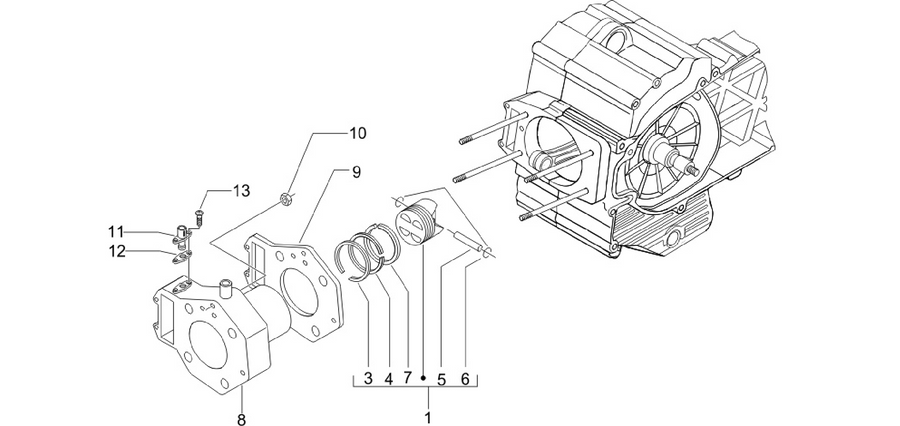Cylinder-piston-wrist pin unit