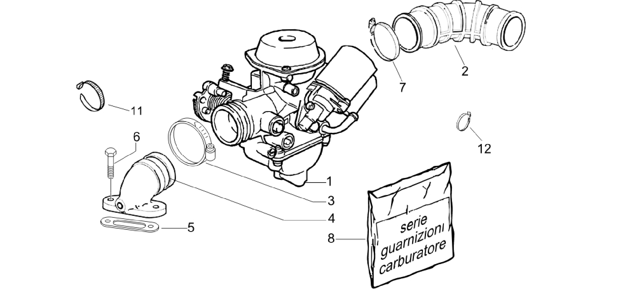 Carburettor, assembly - Union pipe