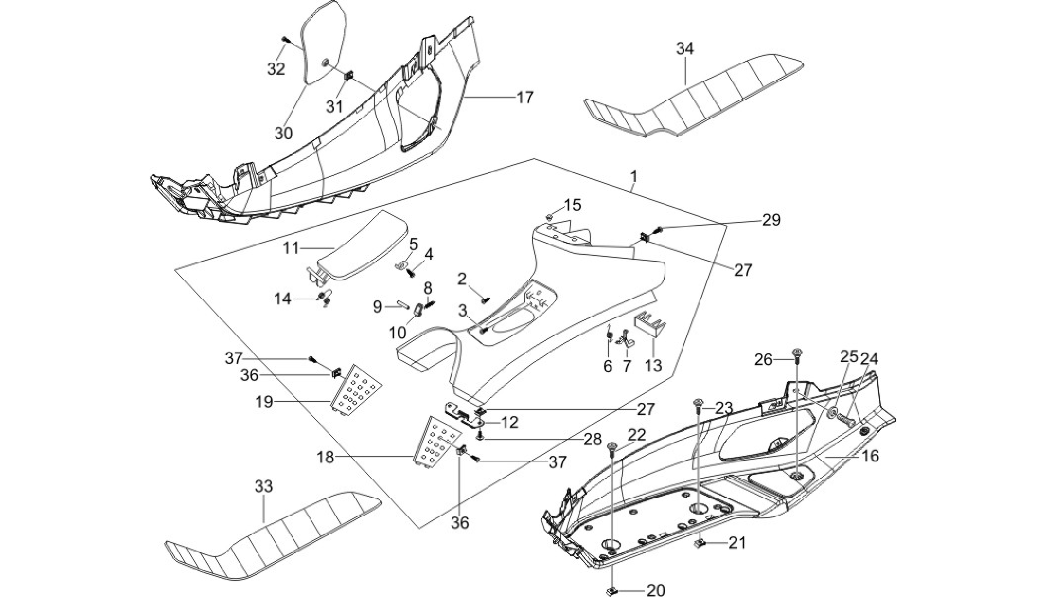 Central cover - Footrests
