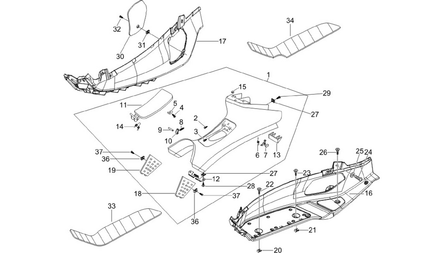 Central cover - Footrests