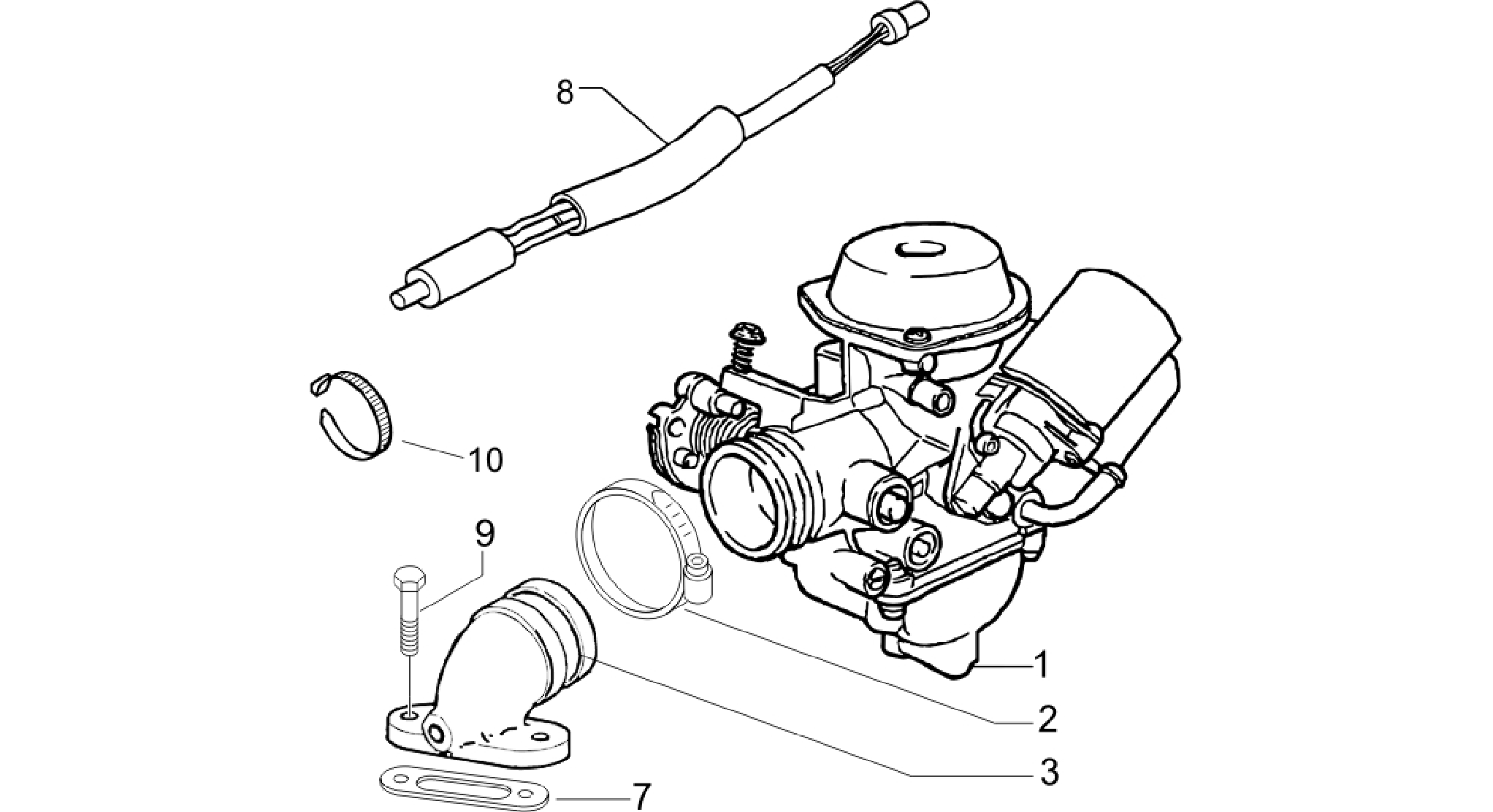 Carburettor, assembly - Union pipe