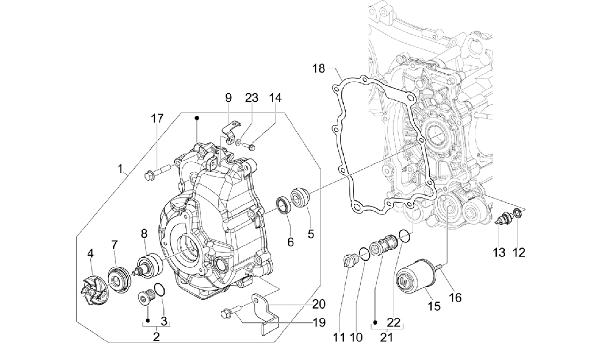 Flywheel magneto cover - Oil filter