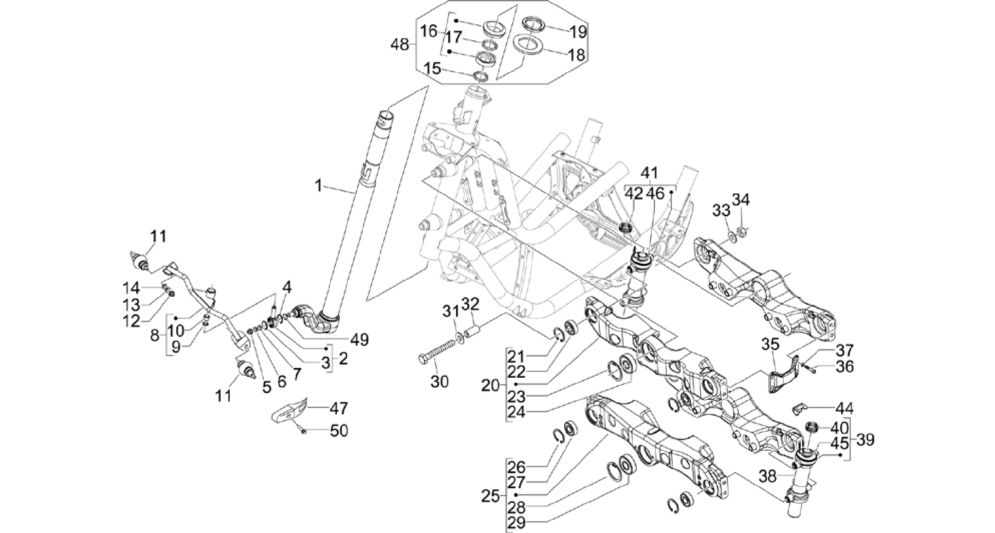 Fork/steering tube - Steering bearing unit