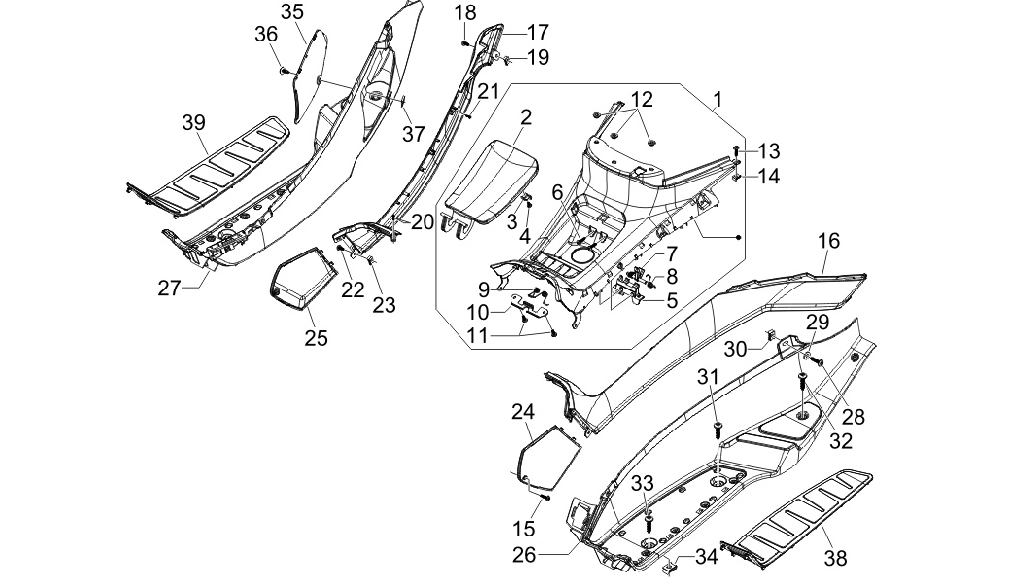 Central cover - Footrests