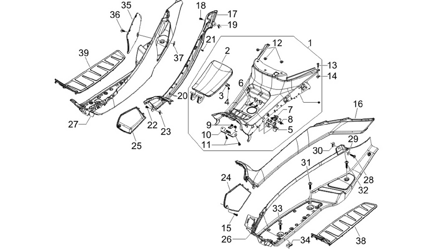 Central cover - Footrests