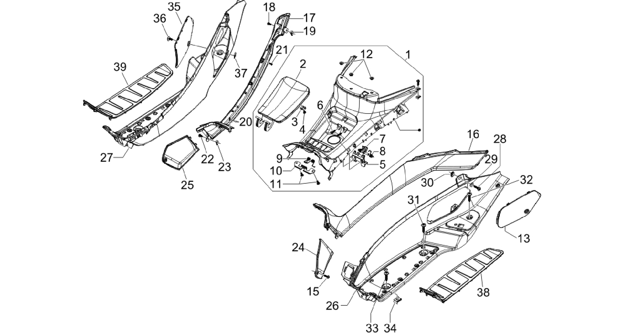 Central cover - Footrests