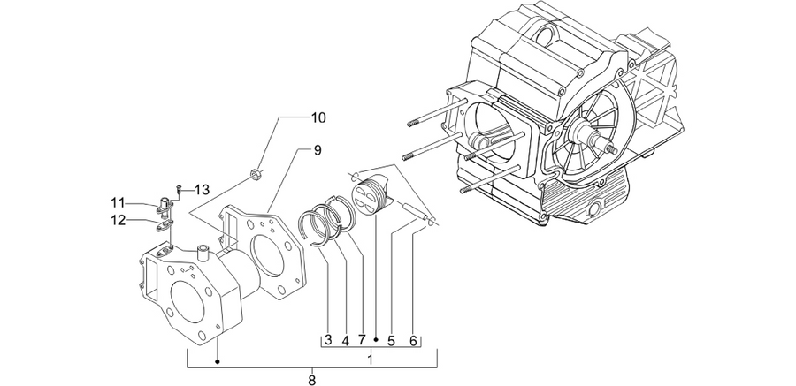 Cylinder-piston-wrist pin unit