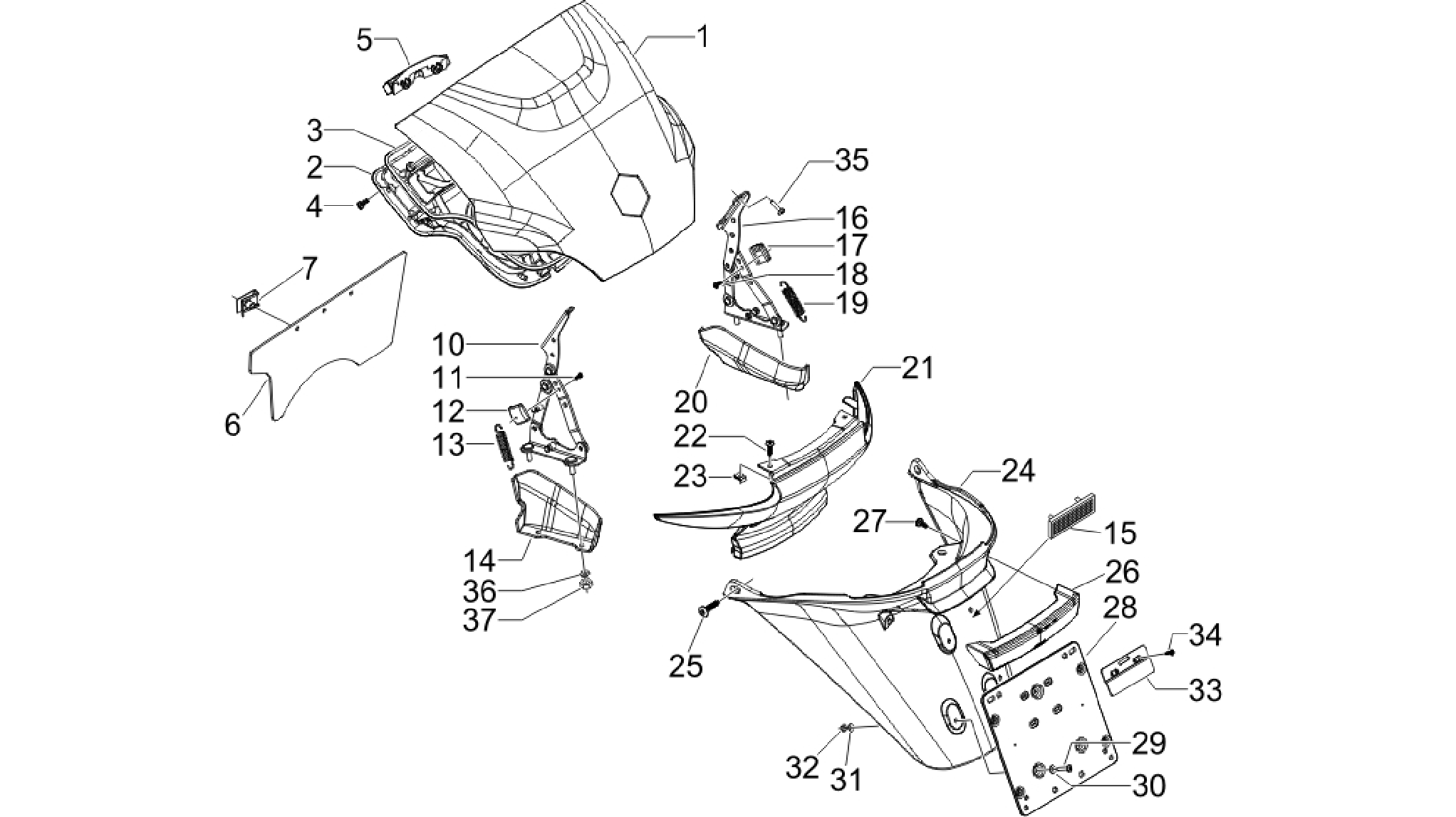 Rear cover - Splash guard