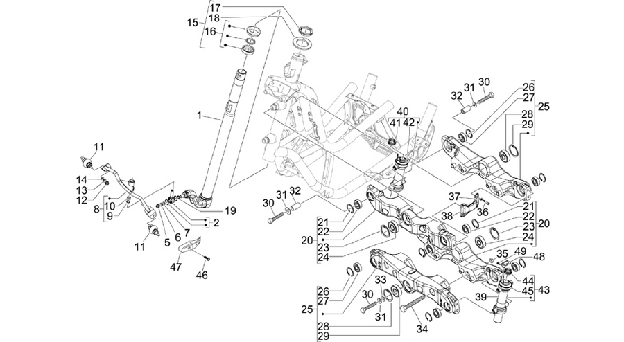 Fork/steering tube - Steering bearing unit