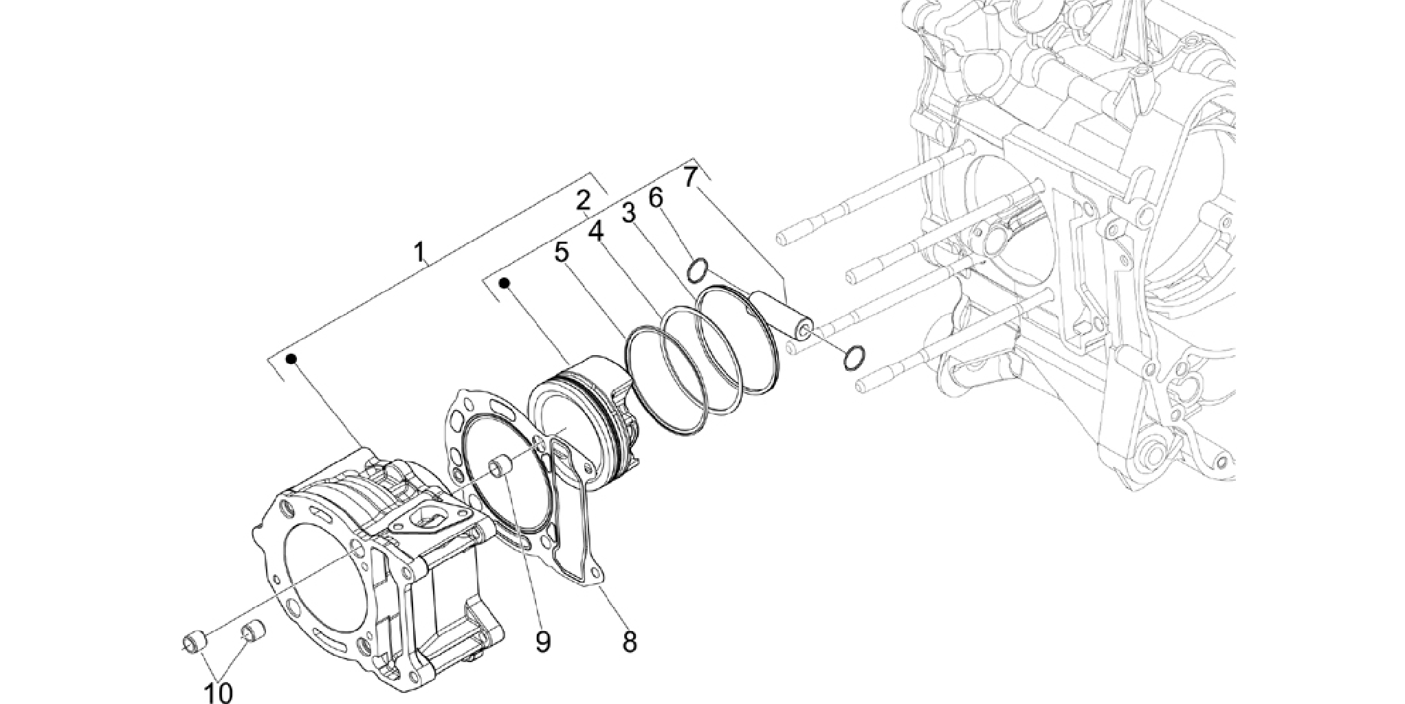 Cylinder-piston-wrist pin unit