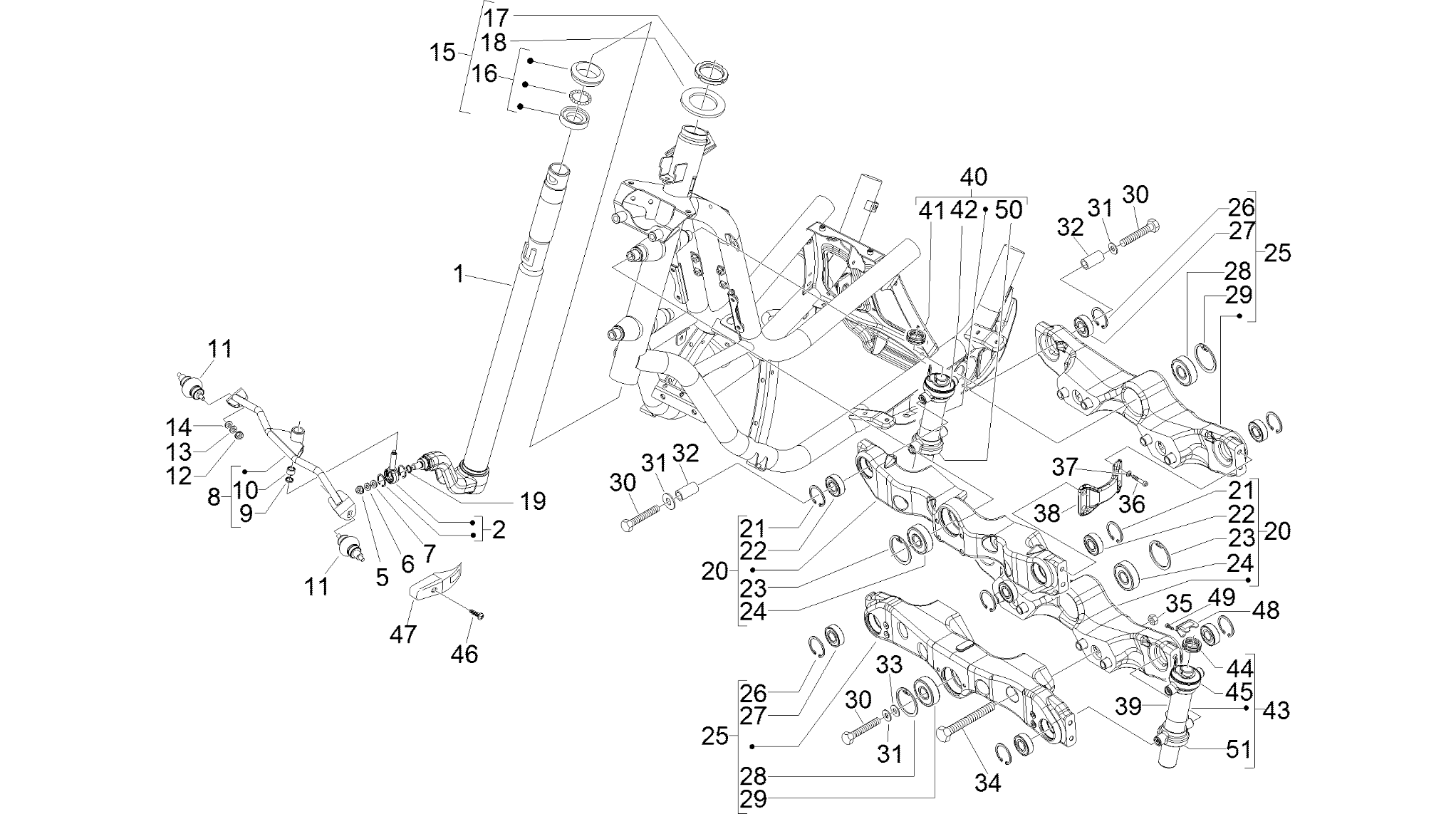 Fork/steering tube - Steering bearing unit