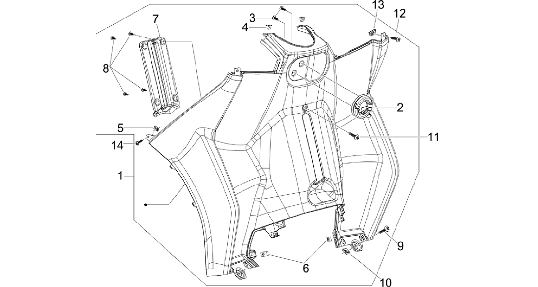 Front glove-box - Knee-guard panel
