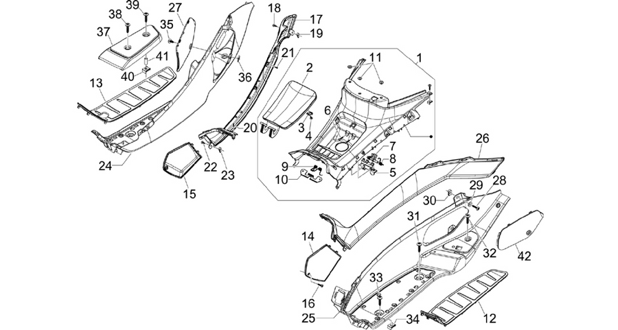 Central cover - Footrests