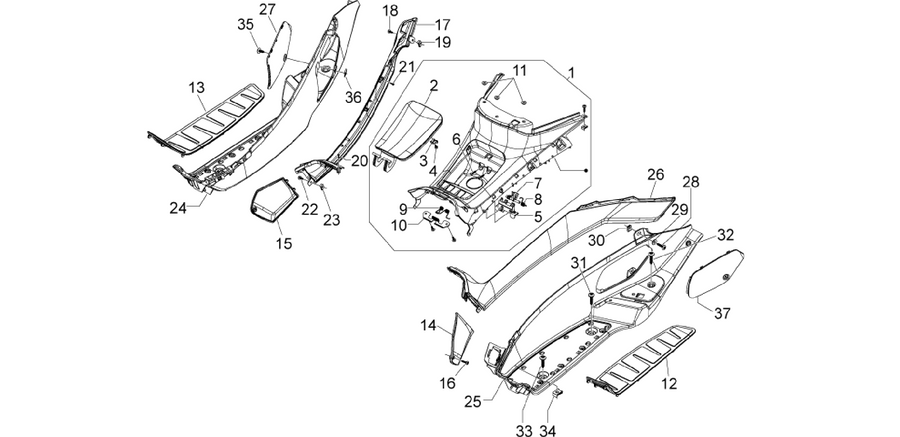 Central cover - Footrests